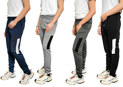 Pantaloni Sportivi da Uomo Ragazzi Adulti Jogging Bottoms a Righe Tasche laterali con coulisse M-3XL