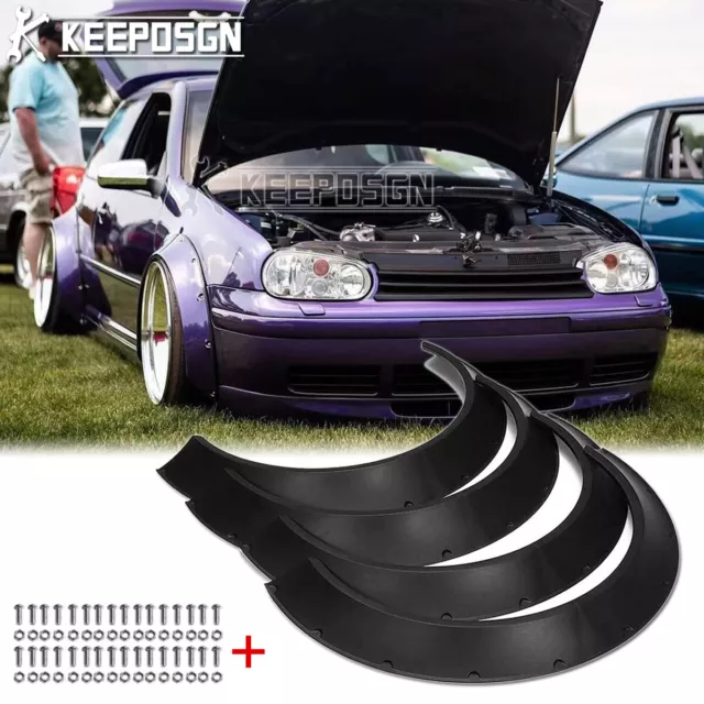 4X CONCAVE FENDER Flares 4" Widebody BoltOn Wheel Arches For VW Golf