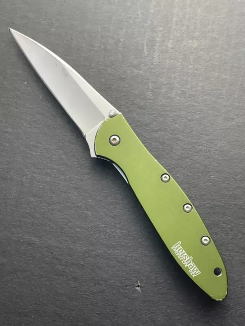 Kershaw 1660OL Leek Pocket Knife - Olive Green Assisted Opening Liner Lock USA