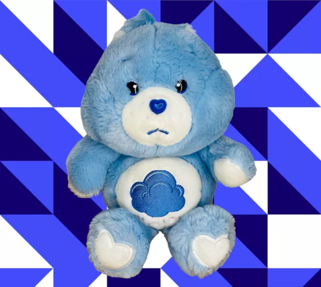 2002 Care Bears Grumpy Bear 12" Rare Plush Vintage Rain Cloud  Blue Collectable