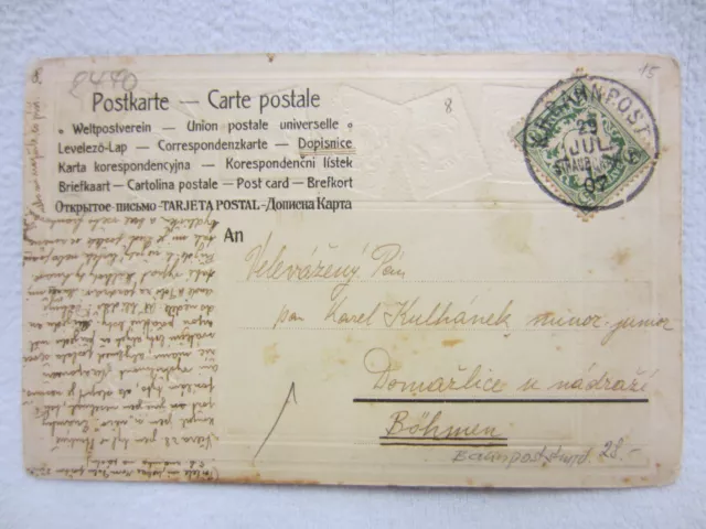 POSTKARTE - "STRAUBING" (Niederbayern) - Briefmarken-Litho von 1907 !!! TOP 2