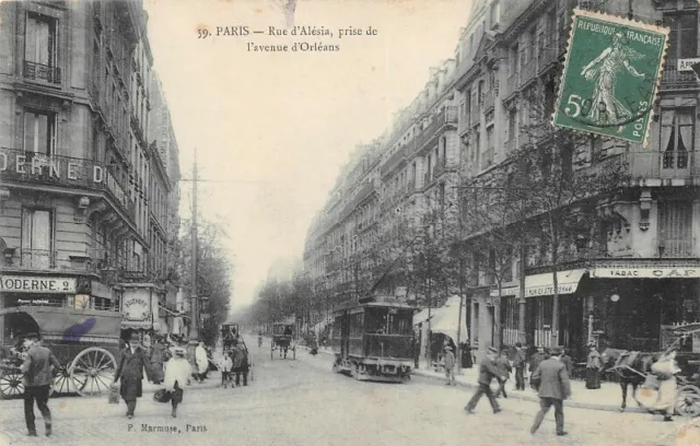 PARIS - Rue Alésia, prise de l'avenue d'Orléans