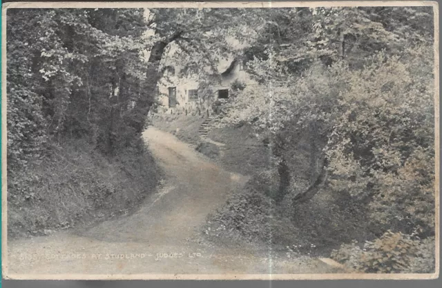 VERY NICE SCARCE OLD POSTCARD - COTTAGES AT STUDLAND near SWANAGE - DORSET 1918