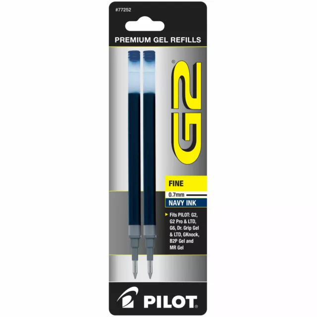 Pilot G2 Gel Pen Refill in Navy Blue - Fine Point - Pack of 2 - NEW - P77252