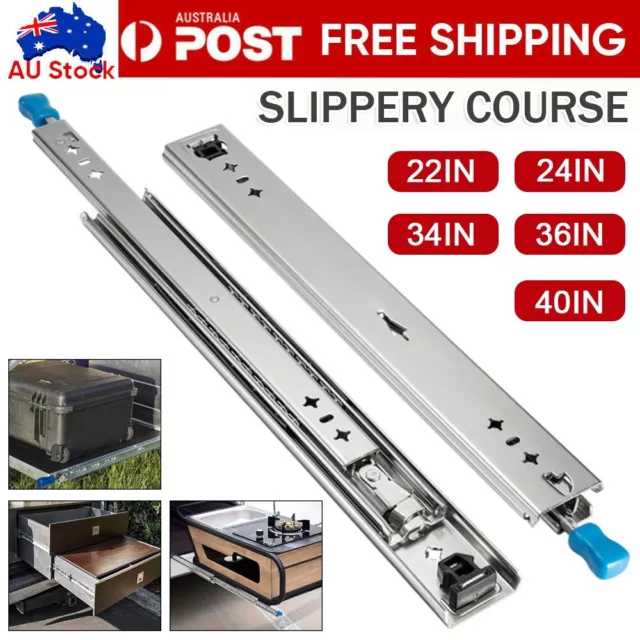 2x Locking Drawer Slides 125KG Heavy Duty Runners Trailer 500-2000mm Draw Slide