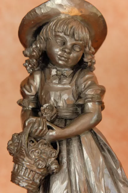 Zinnfigur Metallfigur Mädchen Frau Dame mit Korb Blumen 19,5cm Dekoration