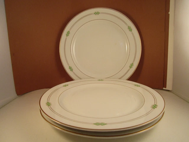 Vintage OP Co Syracuse China Set of 3 Dinner Plates Green Squares B