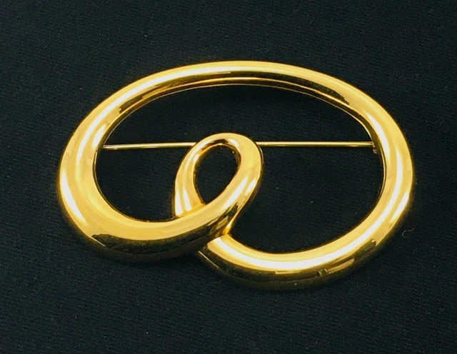 Broche Vintage Signée Monet - Plaqué Or Jaune - Occasion