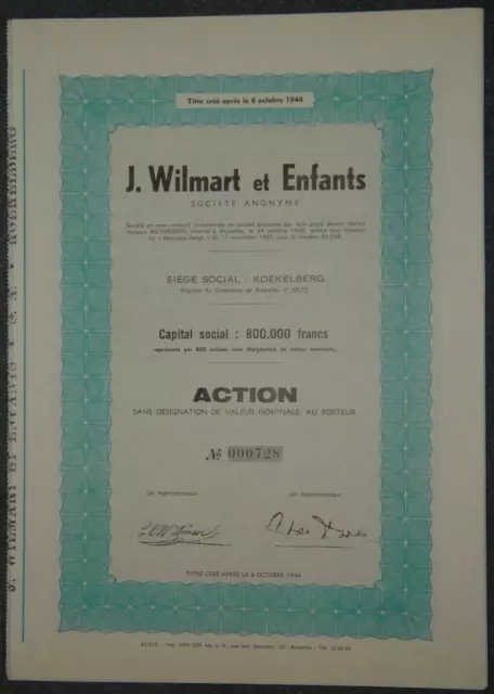 J. Wilmart et Enfants Societe Anonyme 1965