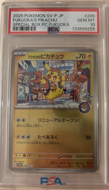 POKEMON PSA 10 Fukuoka's Pikachu #289/SV-P Caja Especial PC