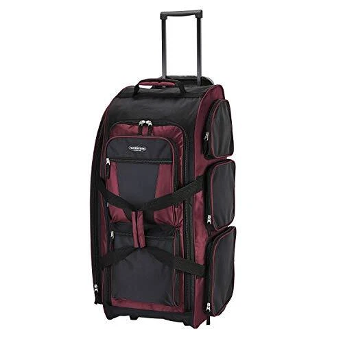 ROLLING DUFFLE BAG Multi-Pocket Upright Suitcase Crimson Red 30" TRAVELERS CLUB