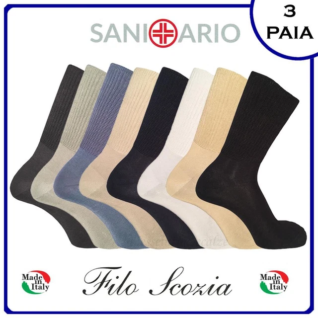 3 Paia calze Sanitarie uomo corte Filo di Scozia Cotone calzini Senza Elastico