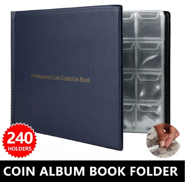 240 Coin Collection Album Storage Book Case Folder Holder Penny Money Collecting