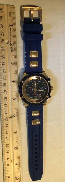 DANIEL STEIGER RENEGADE Rose Gold & Blue Men's Chronograph Watch 9346B-M Tested