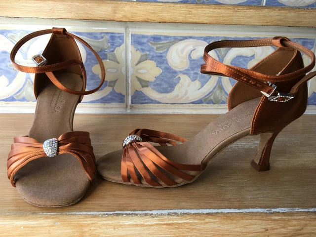 Sandales Danse Souldancer Usa Femme Pointure 6 1/2 Neuves à Talons Satin cuivré