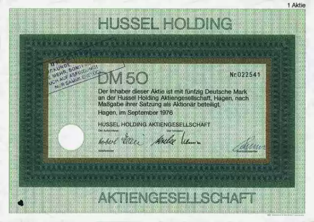 Hussel AG Süsswaren Douglas Holding 1976 Hagen Voswinkel 50 DM Christ Juwelier