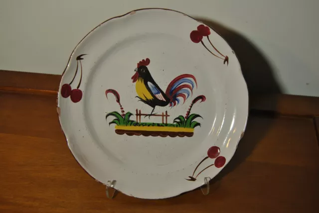 Assiette ancienne 19 siècle XIX faience est France décor oiseau perruche