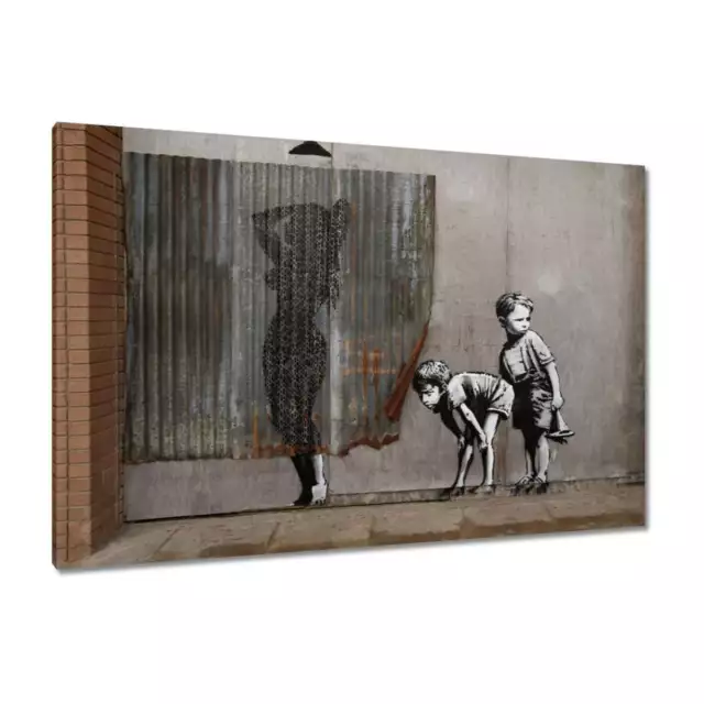 Leinwand Bild Wandbild Canvas Print Jungs spionieren Frau aus Nr. H2953_PC