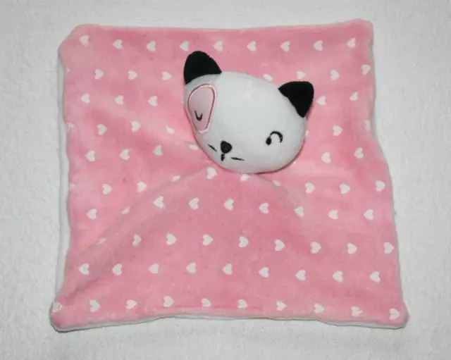 Siplec Doudou Chat Plat Rose Blanc Coeur Blanc Cocard Rose Etat Neuf