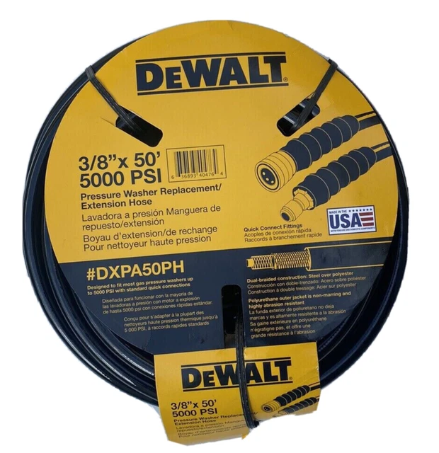 NEW Dewalt 5000PSI 3/8" x 50' Pressure Replacement Extension Hose DXPA50PH