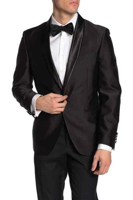 SAVILE ROW CO Slim Tonal Dot Satin Lapel Men's Blazer 40R 329$