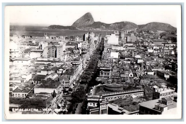 Rio De Janeiro Brazil Postcard Parial View Buildings Road c1920's RPPC Photo