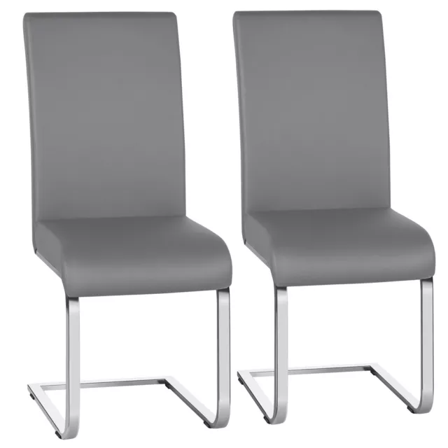 Dining Chairs 2/4/6pcs Modern Leather High Back Sturdy Chrome Legs Office/Cafe