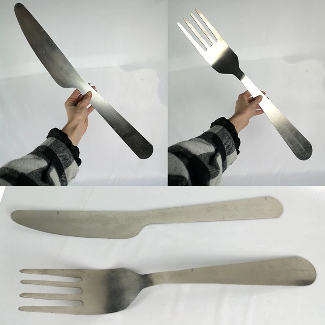 Décoration Murale Cuisine – Fourchette Et Couteau En Métal – 60 Cm – Argenté