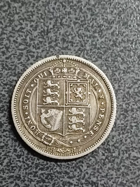 1887 Sixpence -  Queen  Victoria British Silver Coin ,925 Silver-  Nice Grade.