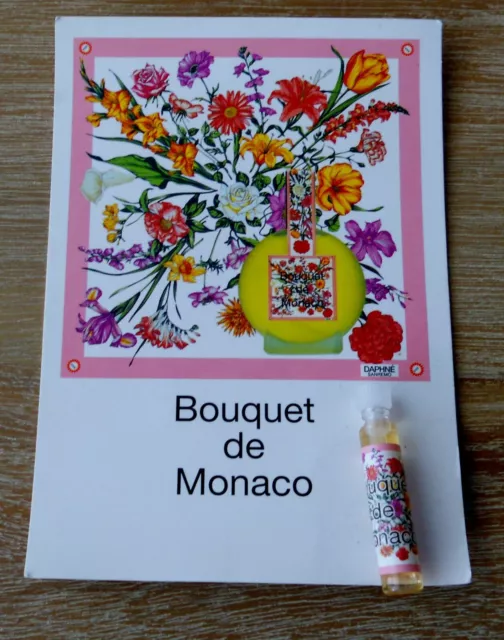 Miniature  de parfum ancienne échantillon Bouquet de Monaco  tube sur carte