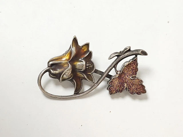 Broche ancienne femme Iris signée FIX, Art Nouveau - France