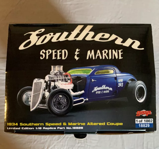 1:18 GMP Hot Rod 1934 Blown Altered Coupe Southern Speed & Marine blue