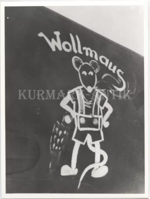 S697 Photo Wehrmacht Archive Repro Luftwaffe Airplane He111 Emblem Mickey Mouse!