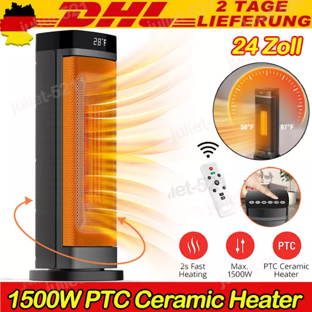 24 Zoll Keramik Heizlüfter 1500W Bad Heizstrahler Schnellheizer Elektro Heizung