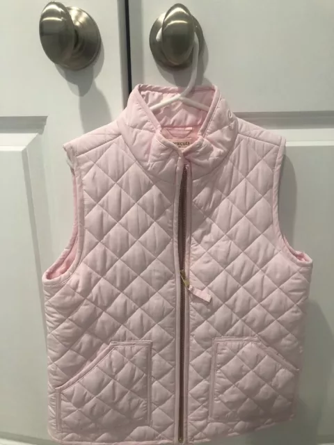 J Crew Crewcuts Girls Pink Quilted Vest Zip Front Size 6-7 Great Condition!