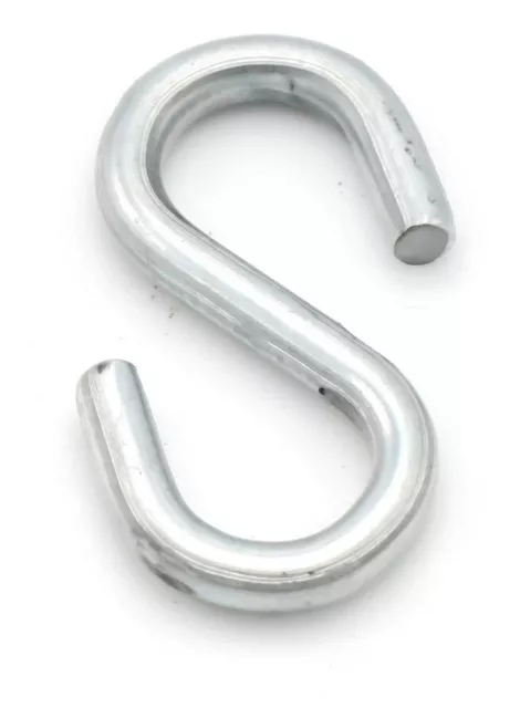 Hanging Open Style S Hook - Zinc Plated Steel Chain & Rope Fitting - Select Size