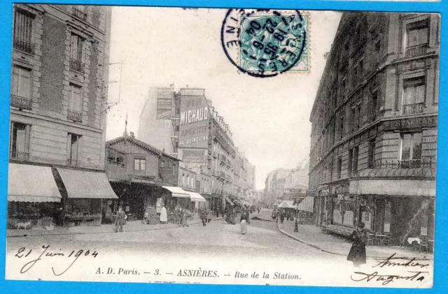 Cpa 92 Asnieres - Rue De La Station