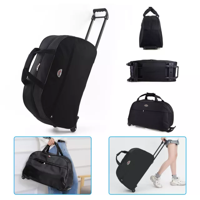 24" Duffle Bag Rolling Wheeled Trolley Bag Tote Carry On Luggage Travel Suitcase