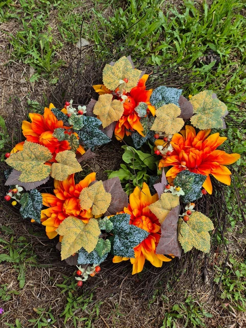 Herbstkranz 30cm Mit Ahornblättern - Türdekoration Für Haustür Und Wand