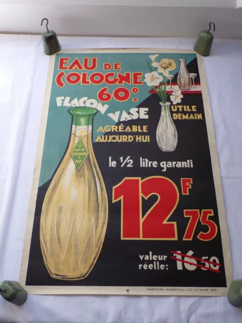 Ancienne affiche publicitaire Eau de Cologne 60° Parfum