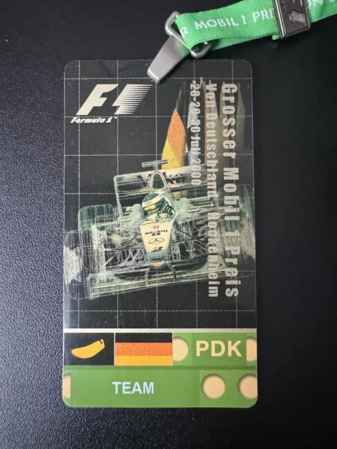 Pass paddock Gran Premio di Germania 2000 - Rubens Barrichello 1a vittoria in F1