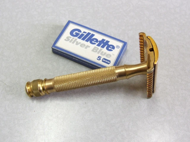Vintage Gillette Open Comb DE Safety Razor w NEW BALL HANDLE 2