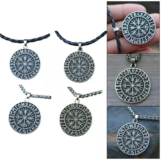 Viking Valknut Odin rond en étain amulette pendentif cordon collier fabriqué