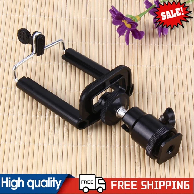 Camera Tripod Flash Bracket Mount 1/4 Adapter Ball Head with Phone Holder