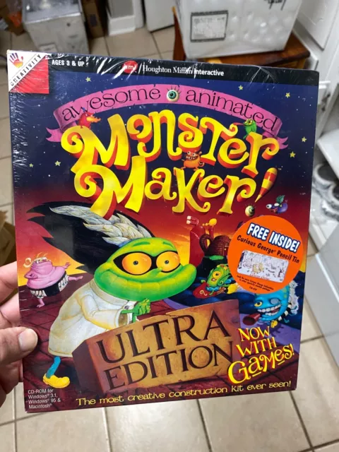 Awesome Animated Monster Maker Ultra Edition 1997 CD-ROM PC Game BIG BOX RARE!