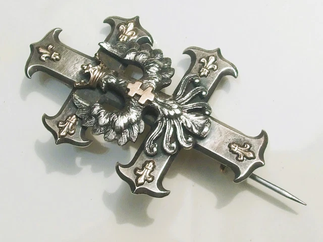 Ancienne Broche Fleur Art Déco En Argent Massif - France 1930 - Poinçon Sanglier