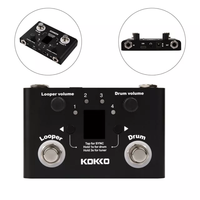 Pédale de guitare standard Looper alliage d'aluminium Kokko Drum Looper pour mu