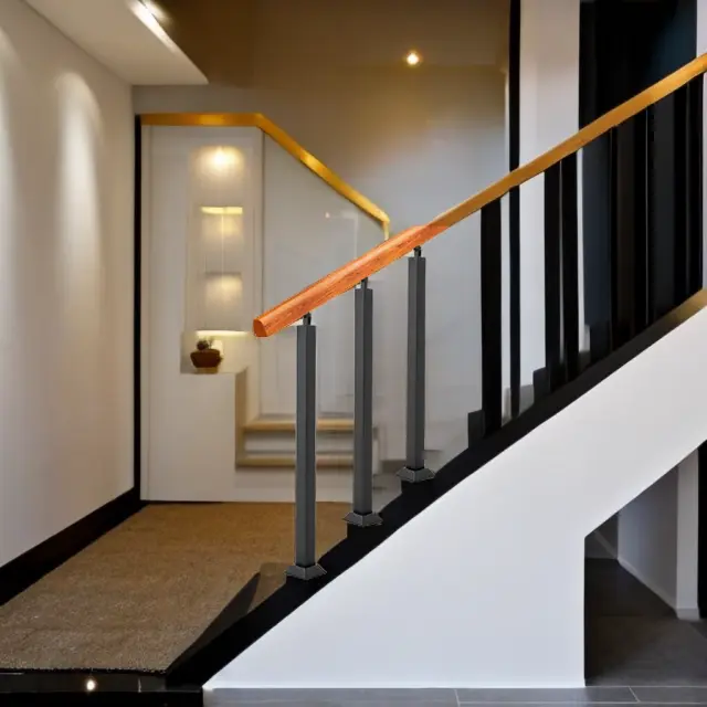 Balustres de escalera poste negro minimalista para villas de construcción de oficinas interiores y exteriores