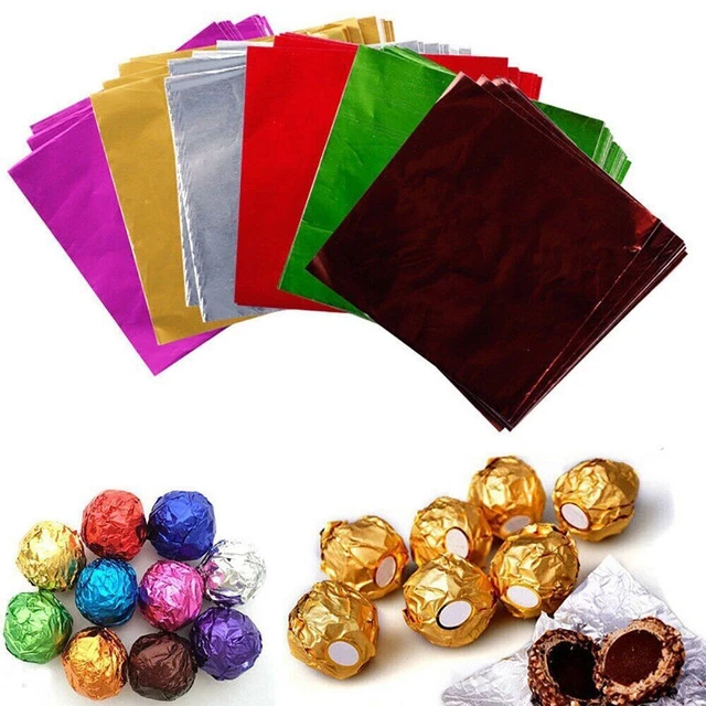 Envoltorios de aluminio para comida, envoltorios cuadrados de papel para dulces,