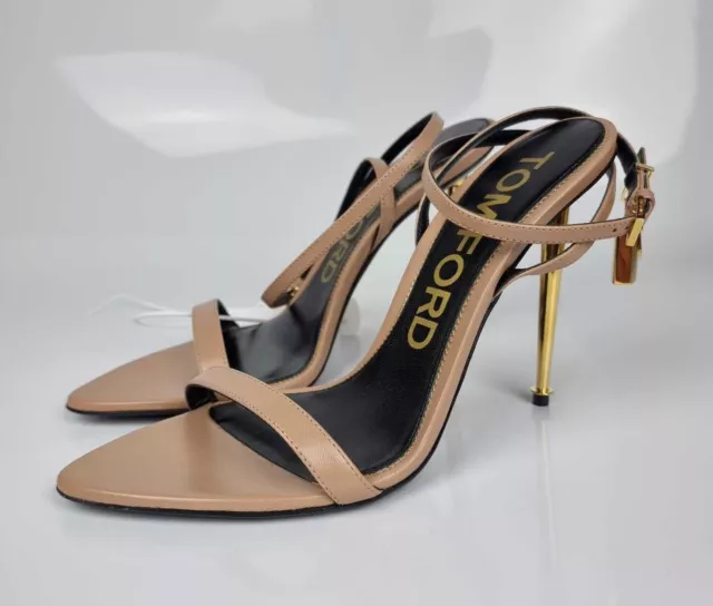 Tom Ford Padlock 105mm Nude Leather Sandals New